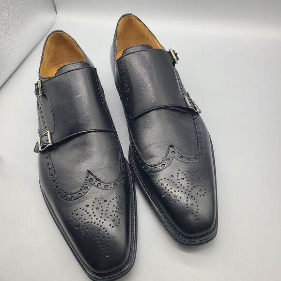 Magnanni  mens shoes Yuma Wingtip Double Strap Monk Brogue Black  US 14/ 47 NEW main image 8